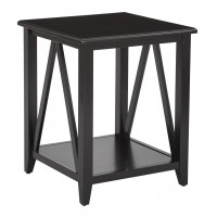 OSP Home Furnishings STCZ09-BK Santa Cruz End Table in Black Finish